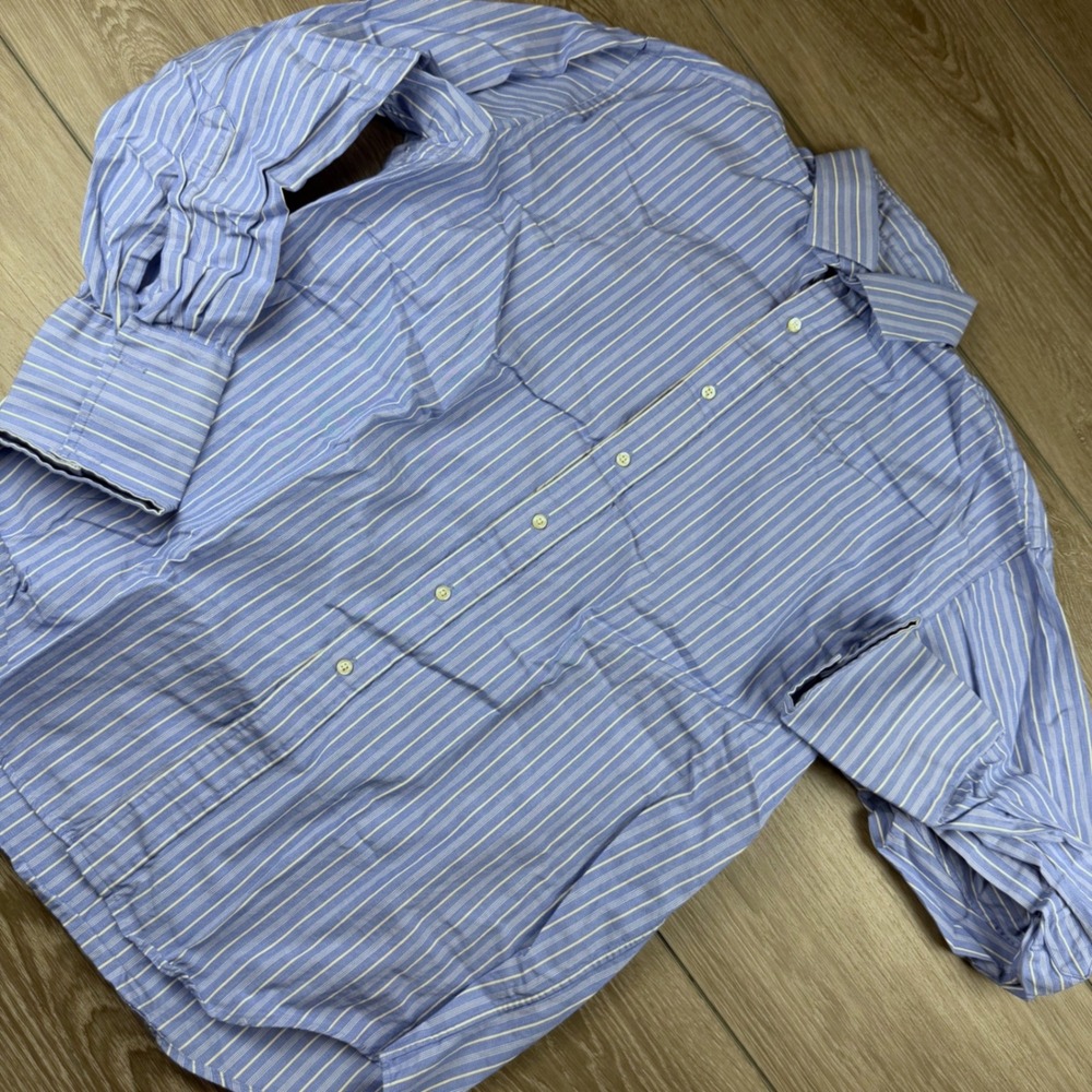 Brooks Brothers Mens Button Down Relaxed Fit Striped Blue White 16-3